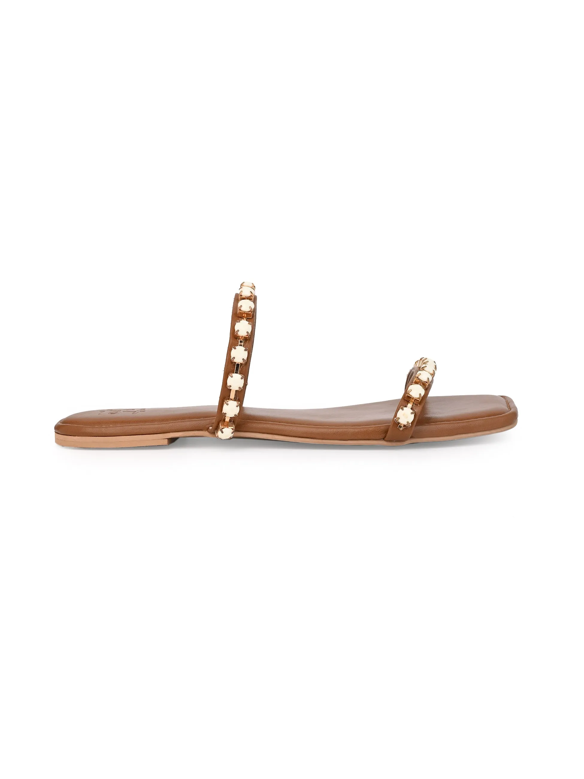 Hydes and Hues Women Open-Toe Studded Flats