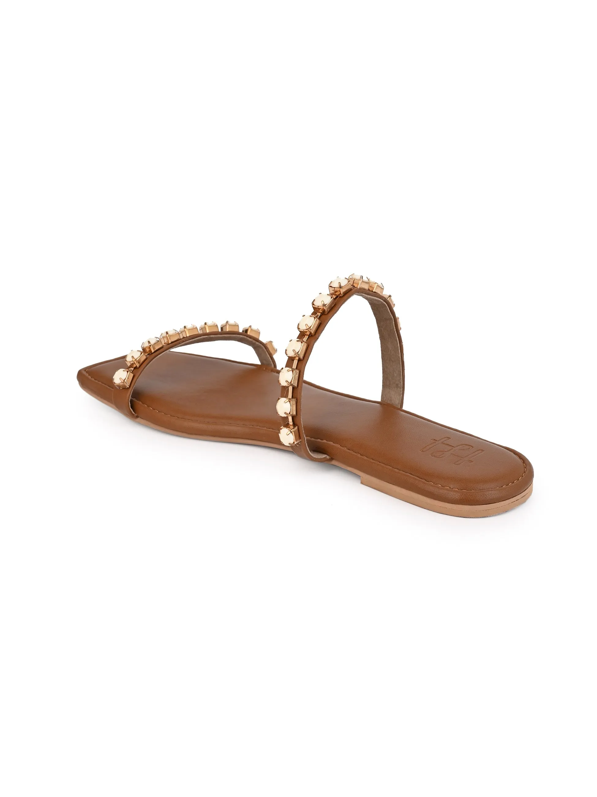 Hydes and Hues Women Open-Toe Studded Flats