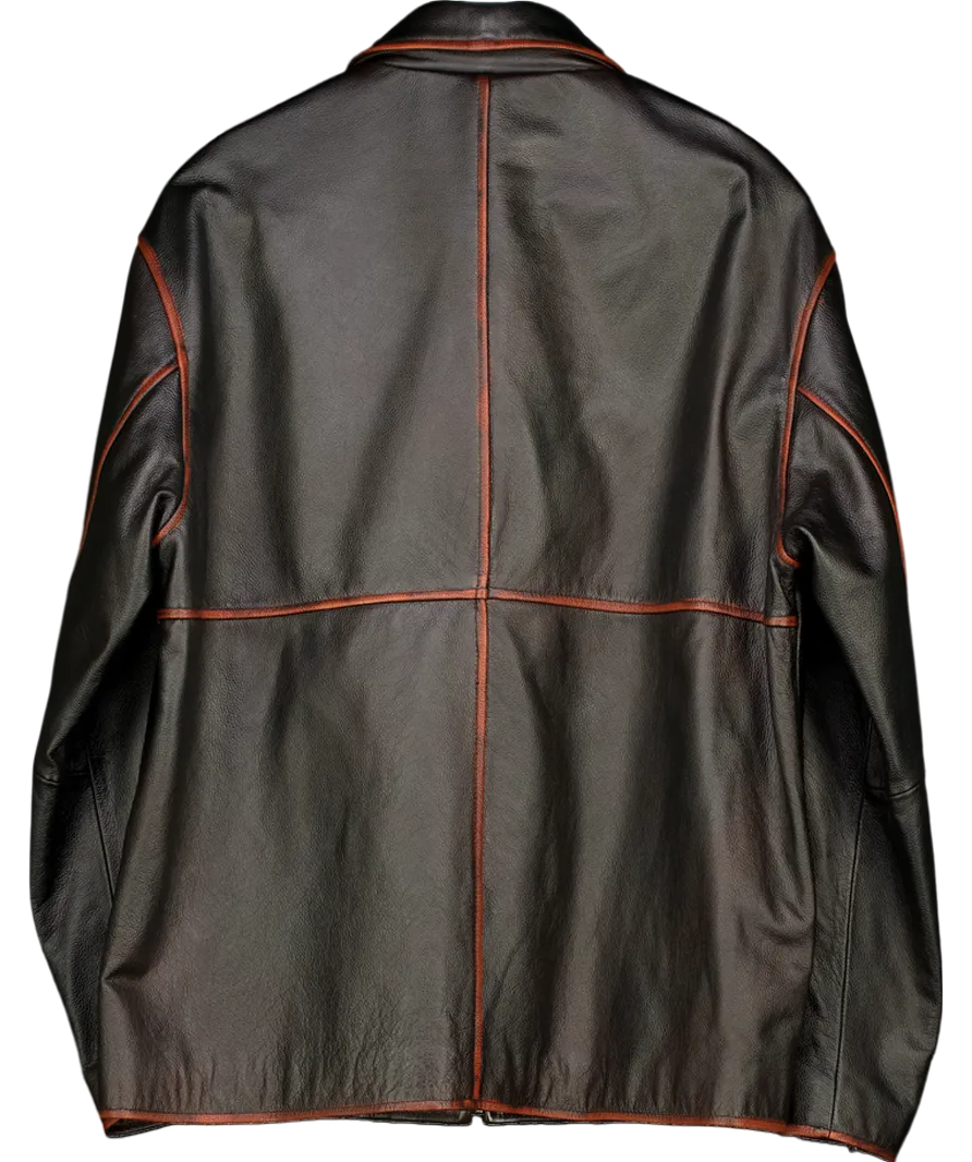 JANE & TASH Black Vintage Leather Jacket UK L