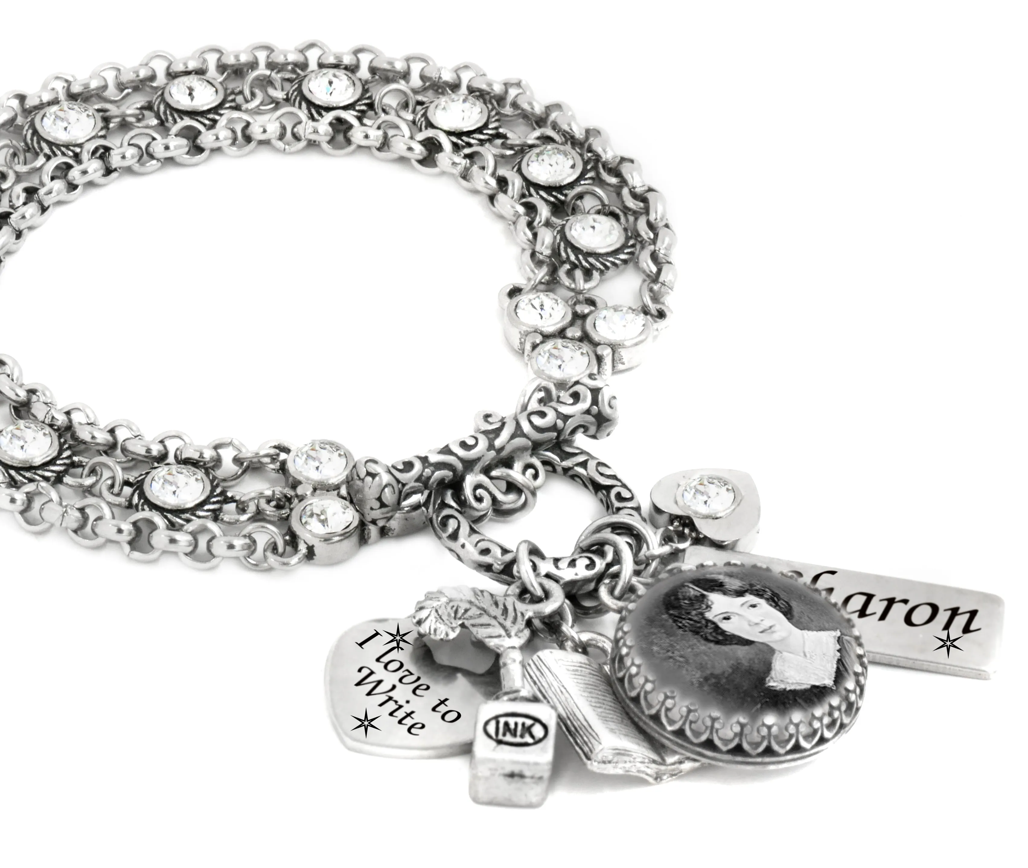 Jane Austen Author Charm Bracelet