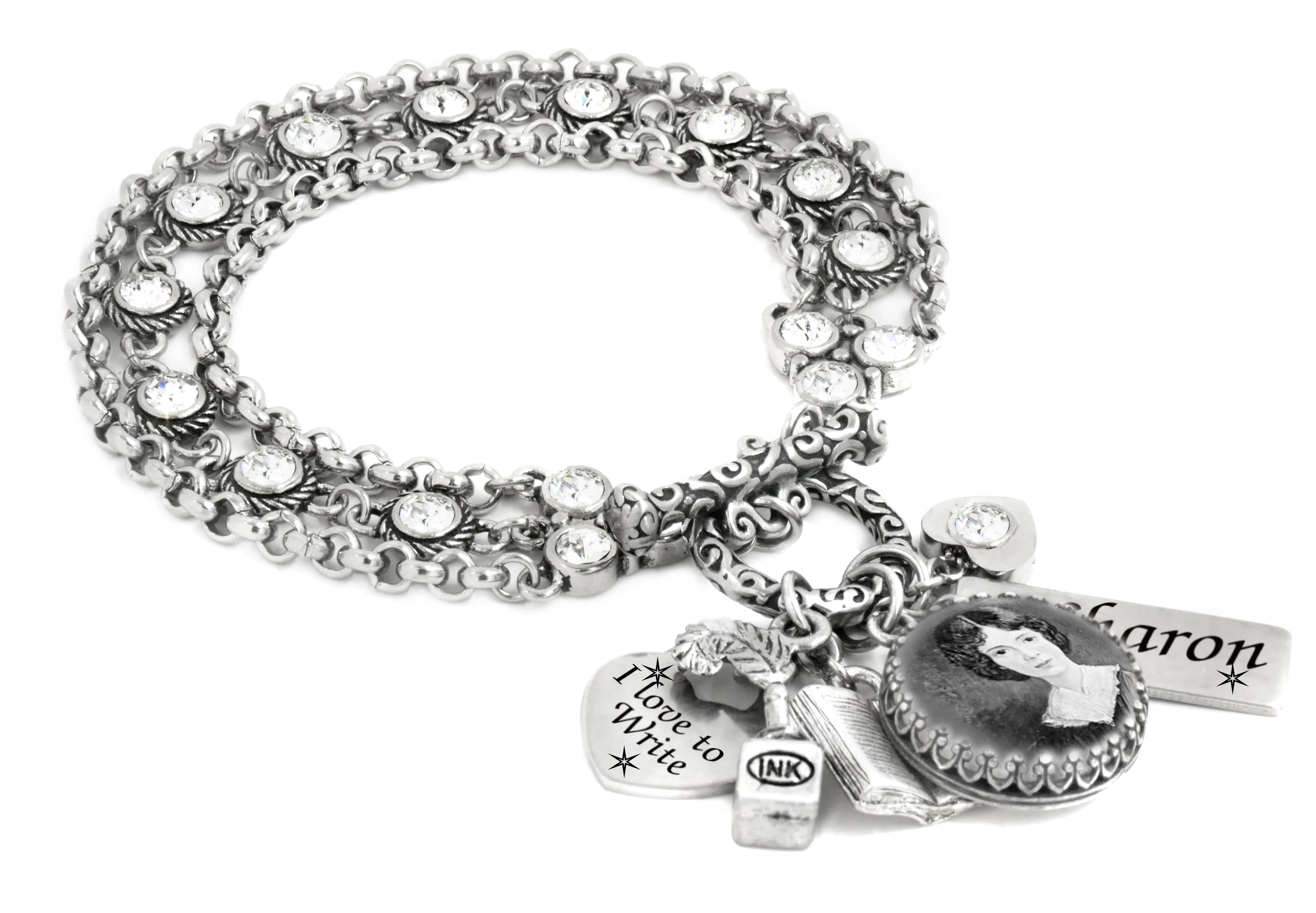 Jane Austen Author Charm Bracelet