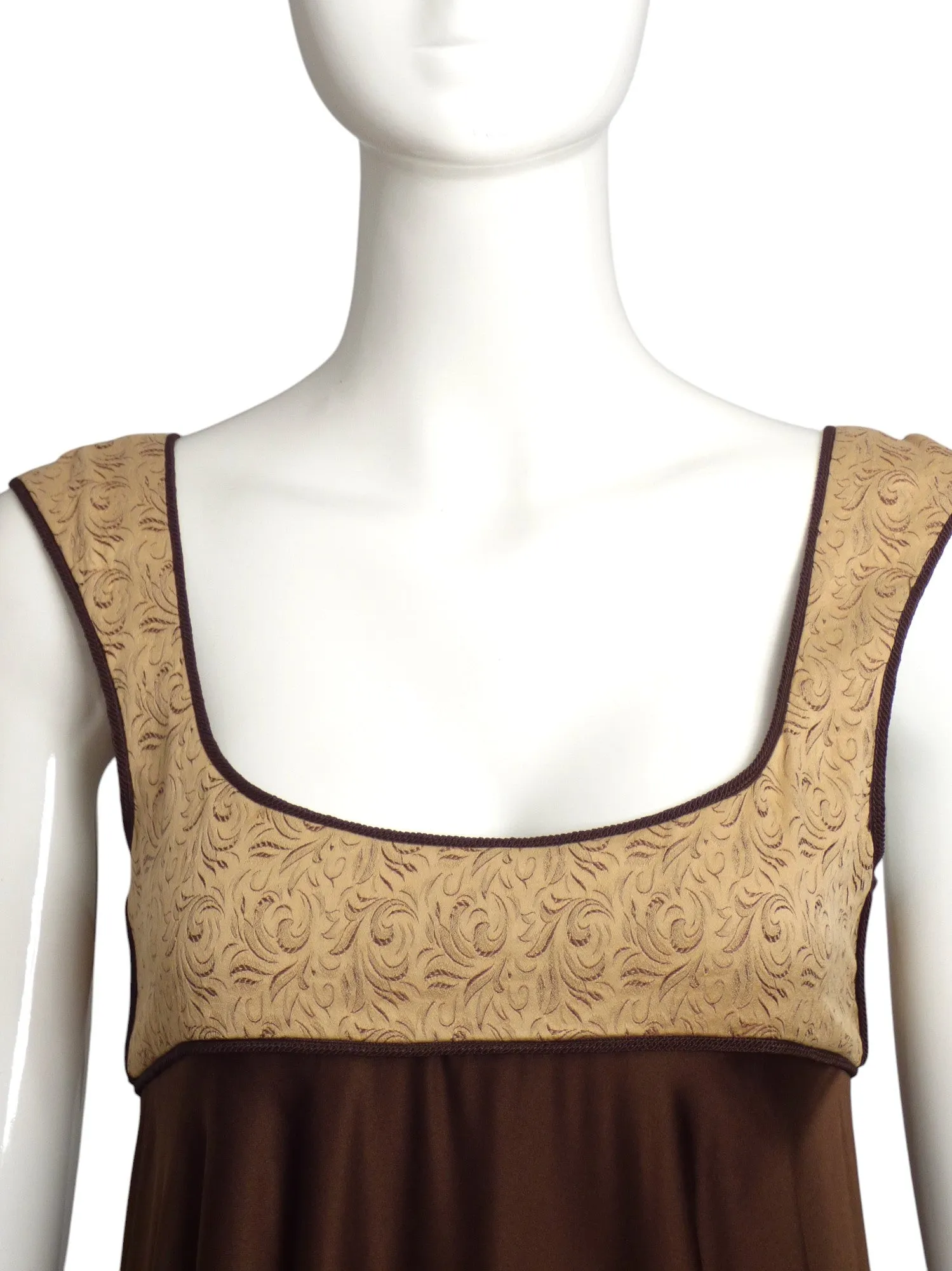 JANE BOOKE-1990s Brown Satin Empire Gown, Size 6