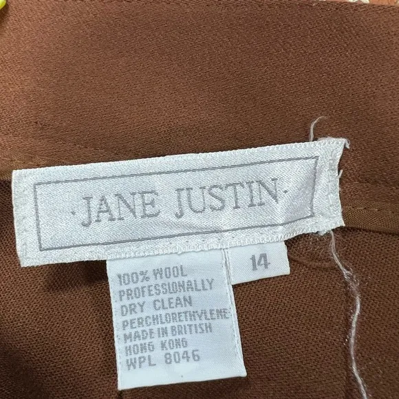 Jane justin mocha vintage caramel pleated wool midi skirt academia old money