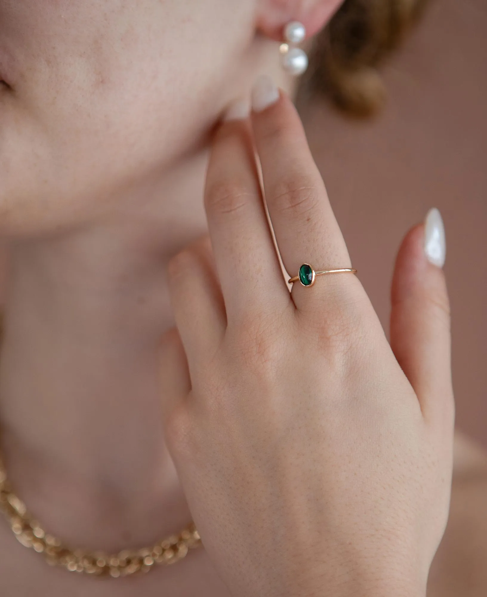 Jane Malachite Bezel Ring