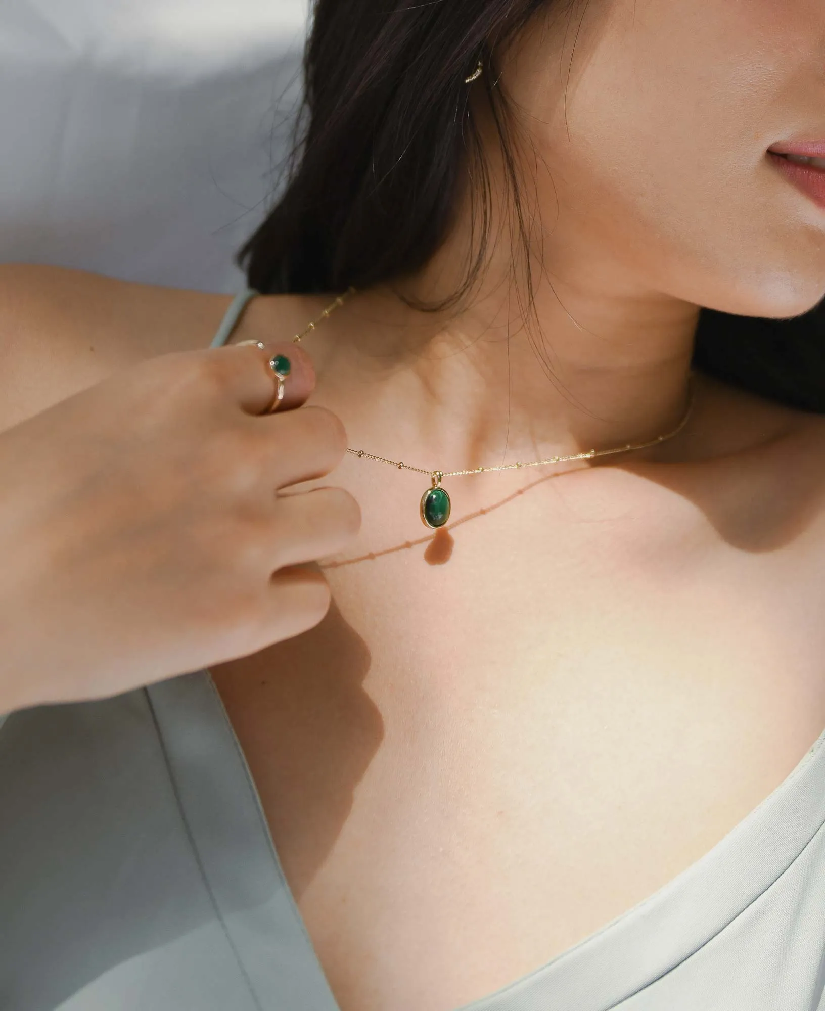 Jane Malachite Bezel Ring