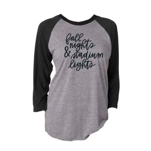 Jane Marie Fall Nights, Stadium Lights Premium Heather Crew Neck 3/4 Sleeve T-Shirt Vintage Black