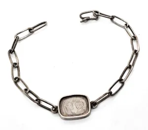 Jesus Secular Mary and Joseph  vintage sterling silver artisan handcrafted bracelet