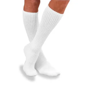 JOBST Sensifoot Diabetic Sock, Knee High, Closed Toe, Large, White