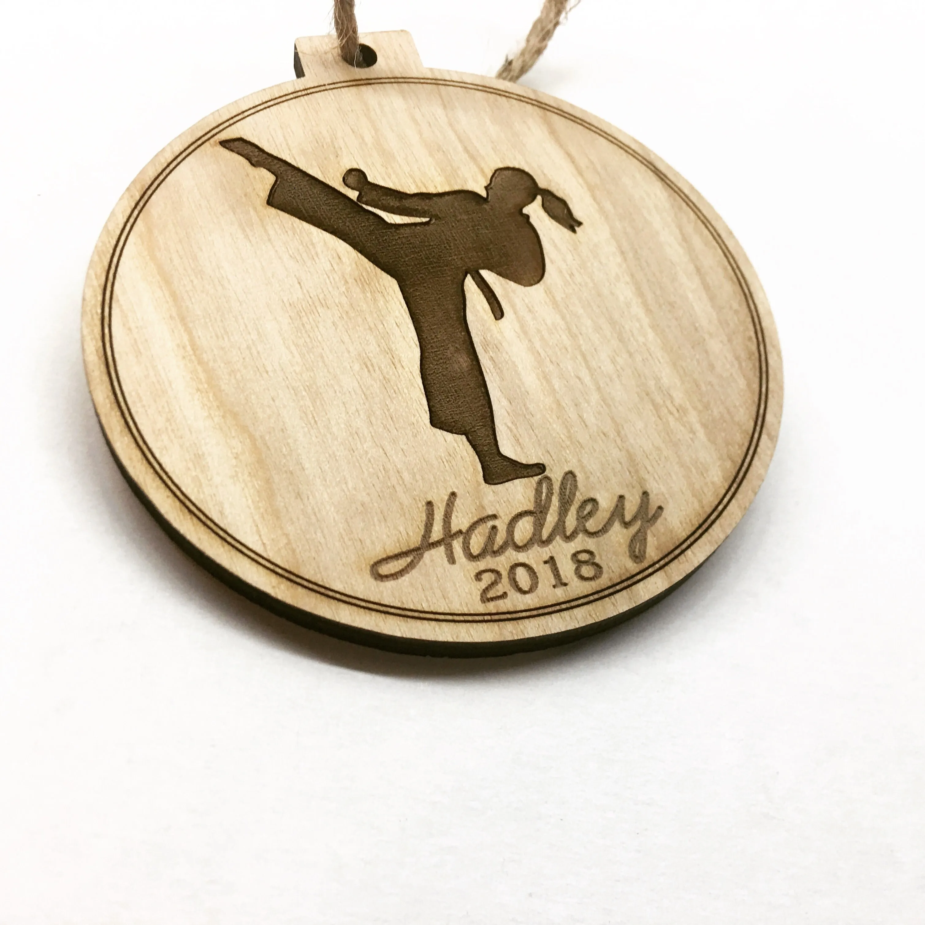 Karate Engraved Wood Christmas Ornament