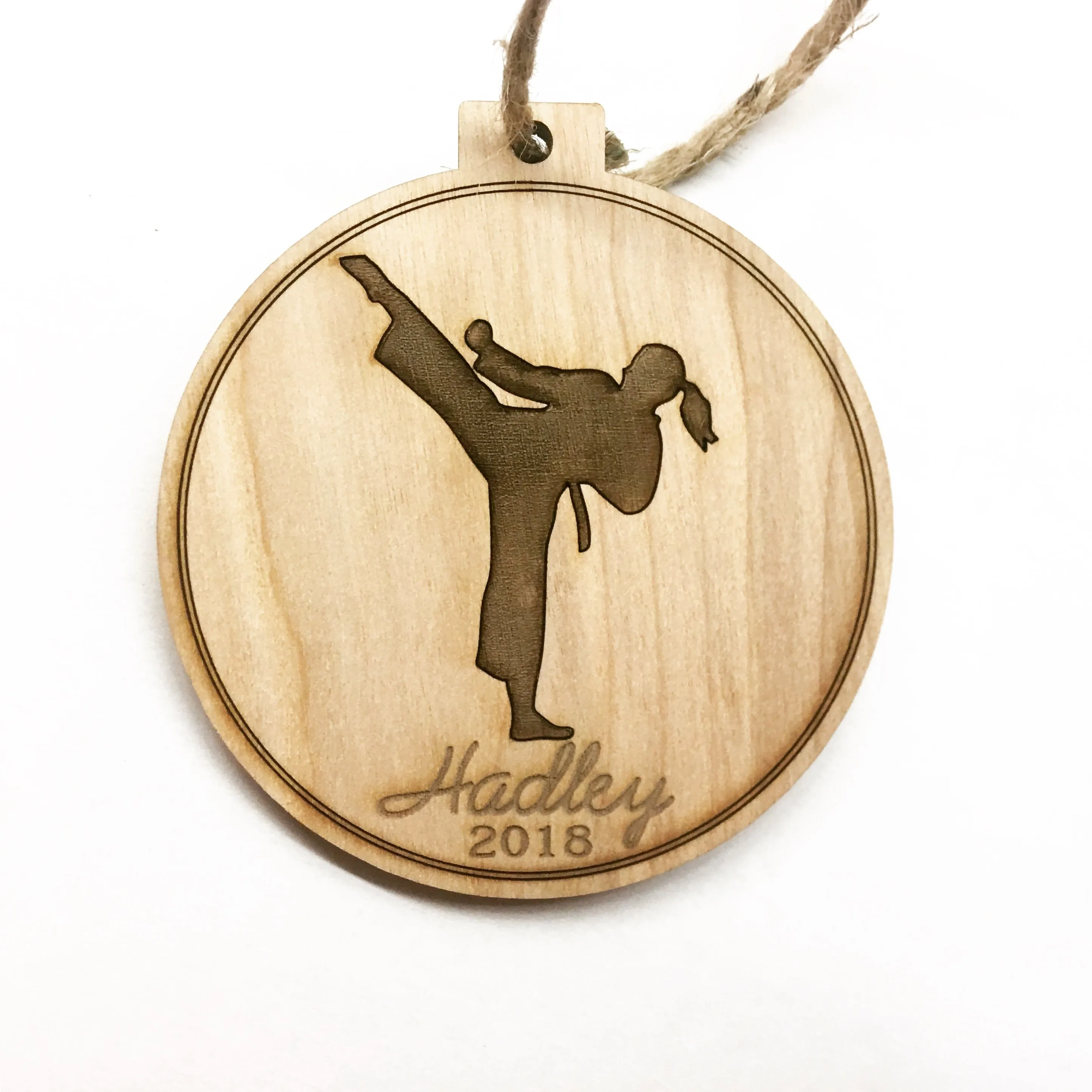 Karate Engraved Wood Christmas Ornament