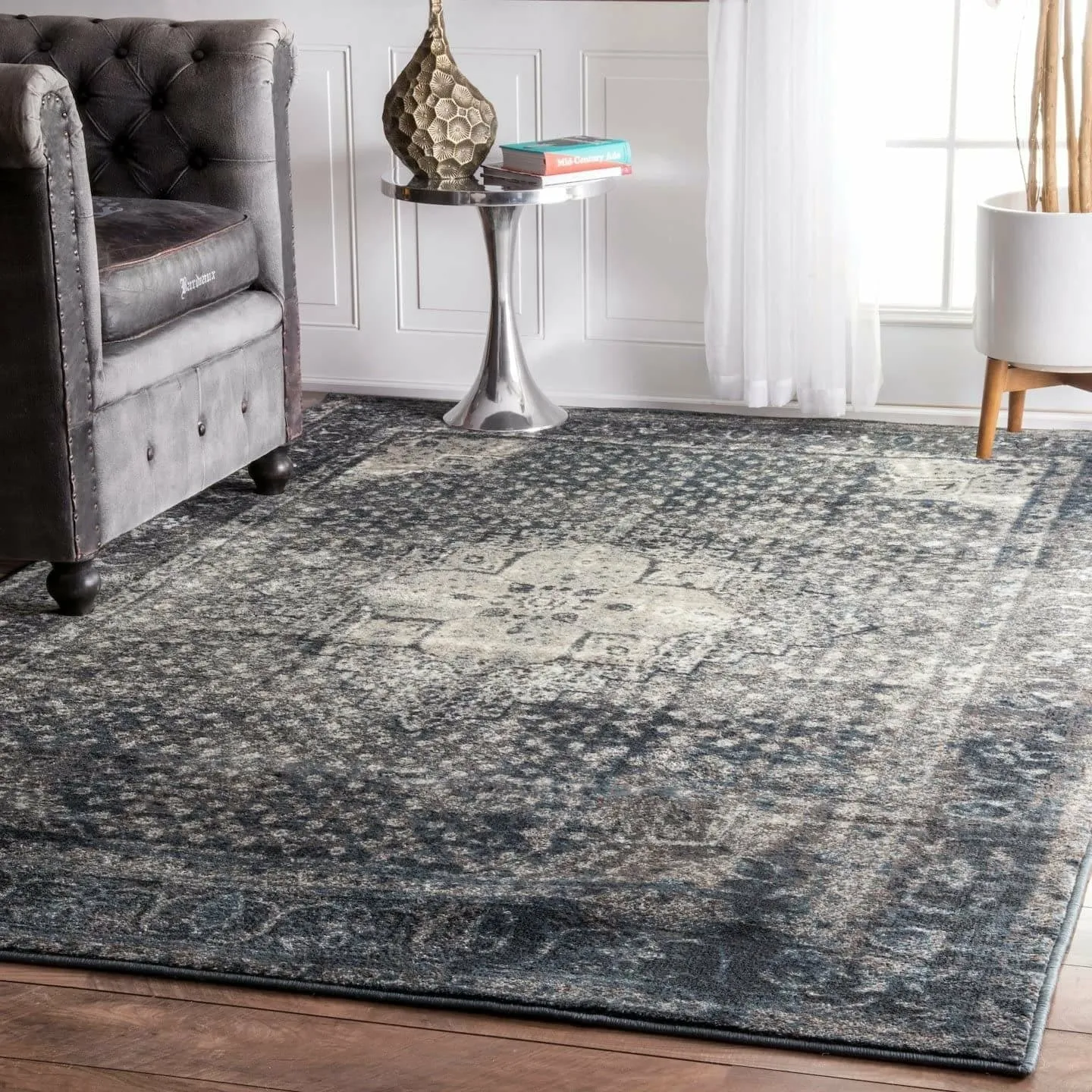 Kelly Vintage Area Rug, 9' x 12' in Slate