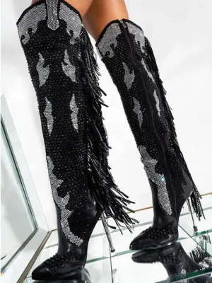 Lady Fashion Tassel High Heels Pointed Toe Shoes