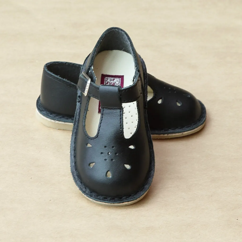 L'Amour Girls Classic T-Strap Cut Out Mary Jane