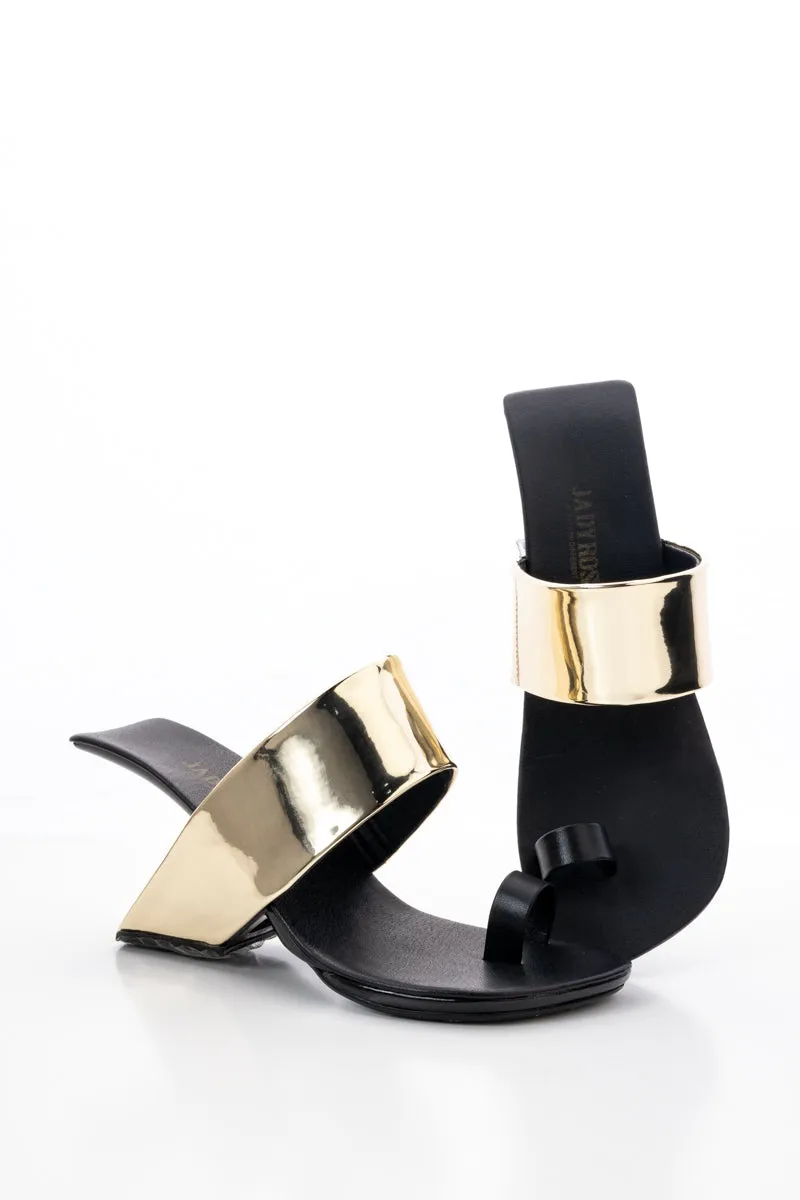Laramie Leather Heel Sandal - Gold