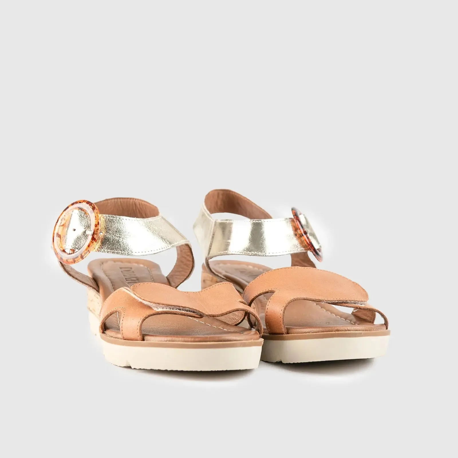 Leather Comfort Wedges Beige/Gold 406
