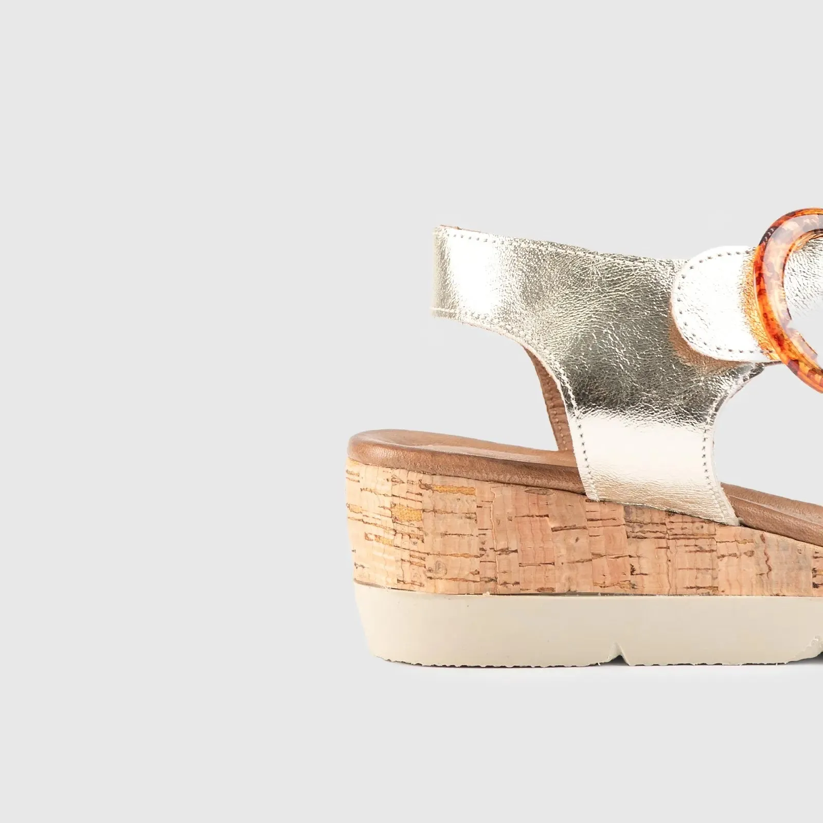 Leather Comfort Wedges Beige/Gold 406