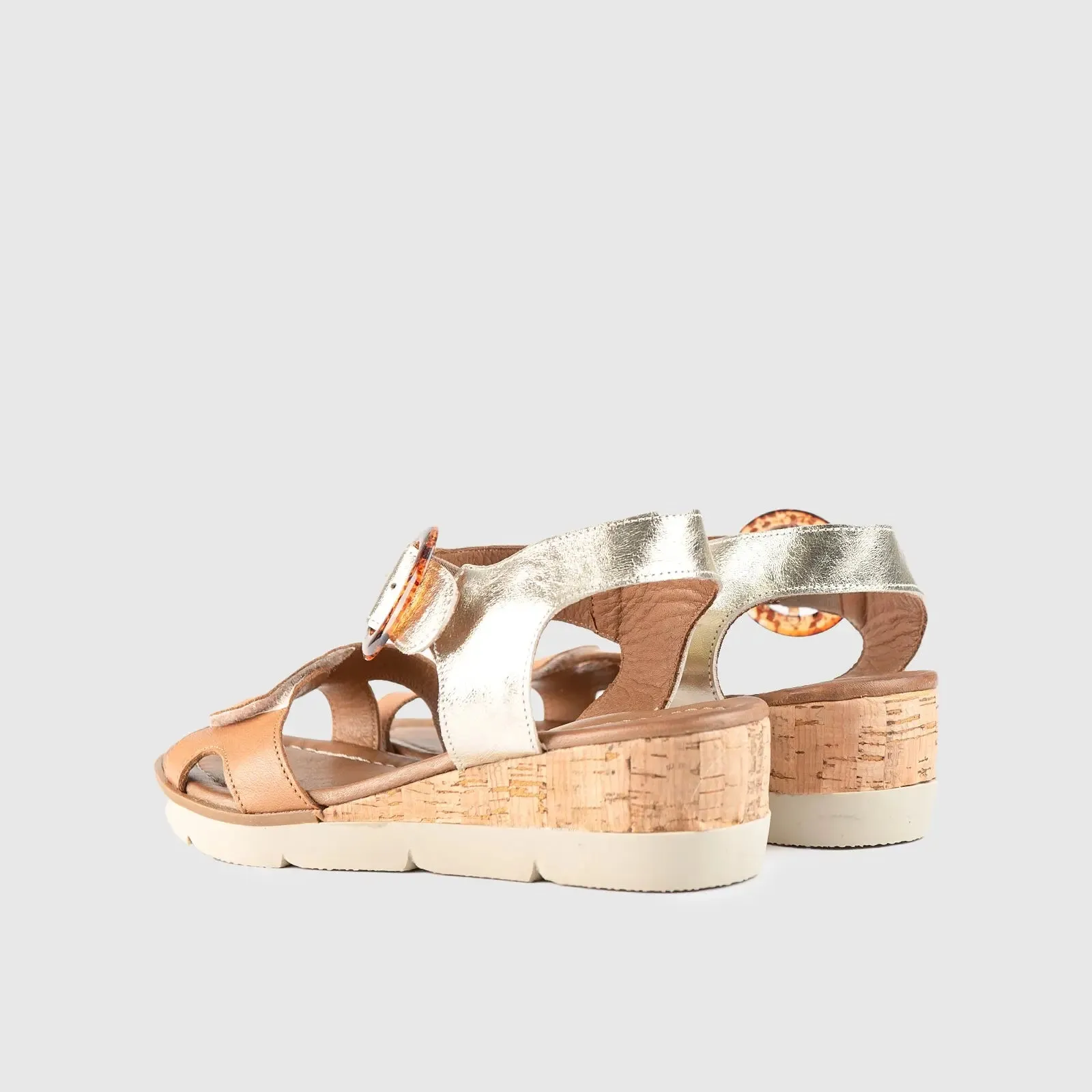 Leather Comfort Wedges Beige/Gold 406