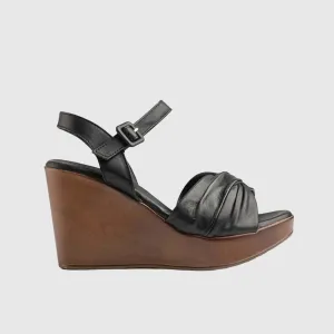 Leather Comfort Wedges Black 10811