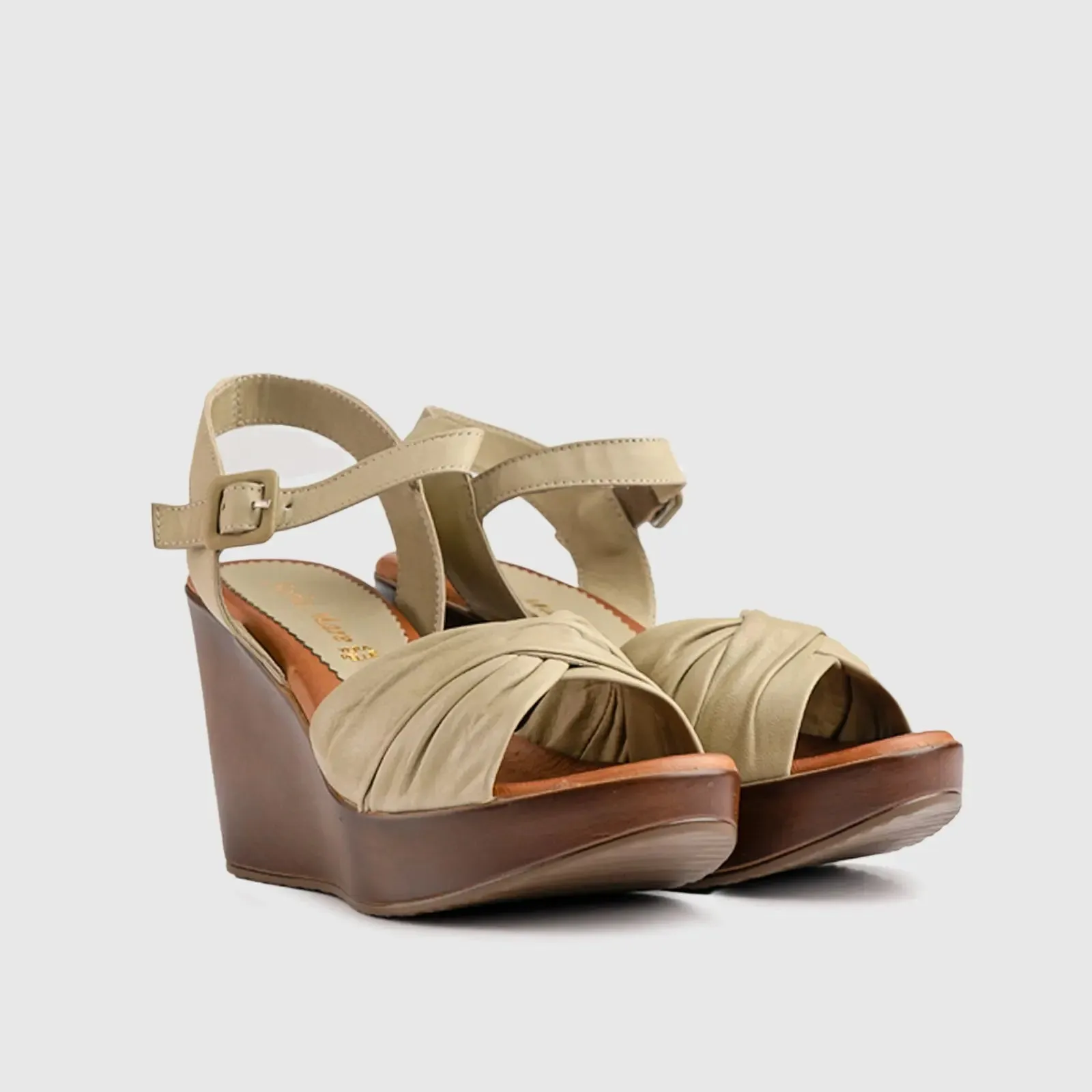 Leather Comfort Wedges Olive 10811