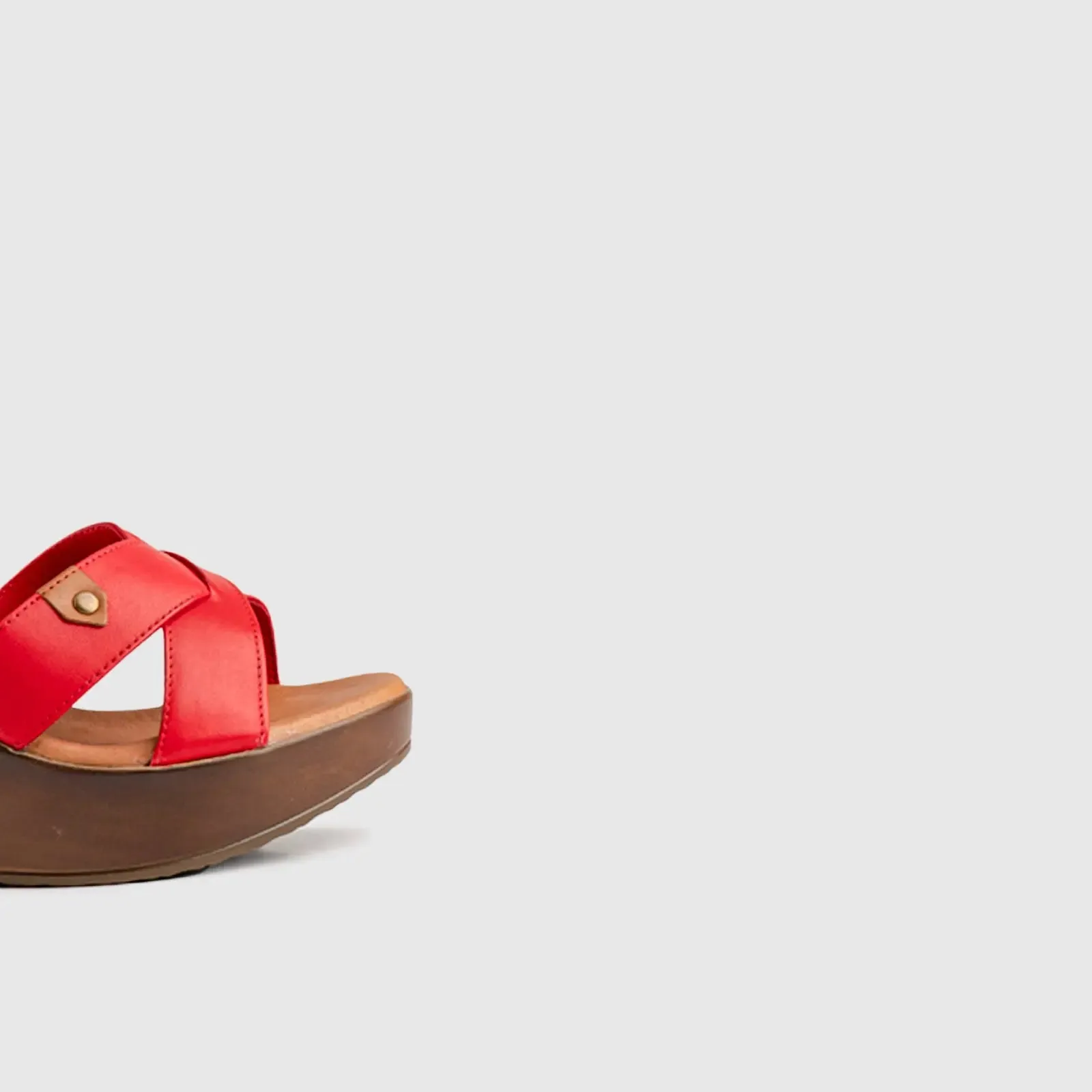 Leather Comfort Wedges Red 11263