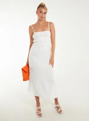 Linen Open Back Midi Dress