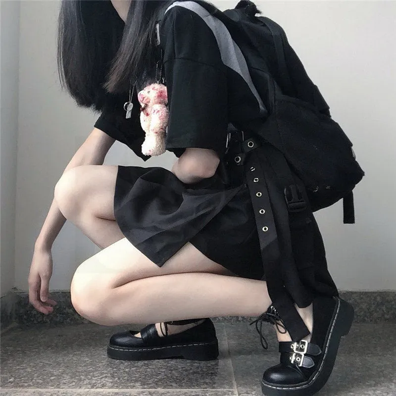 LOLITA BLACK VINTAGE BUCKLE LEATHER SHOES UB2509