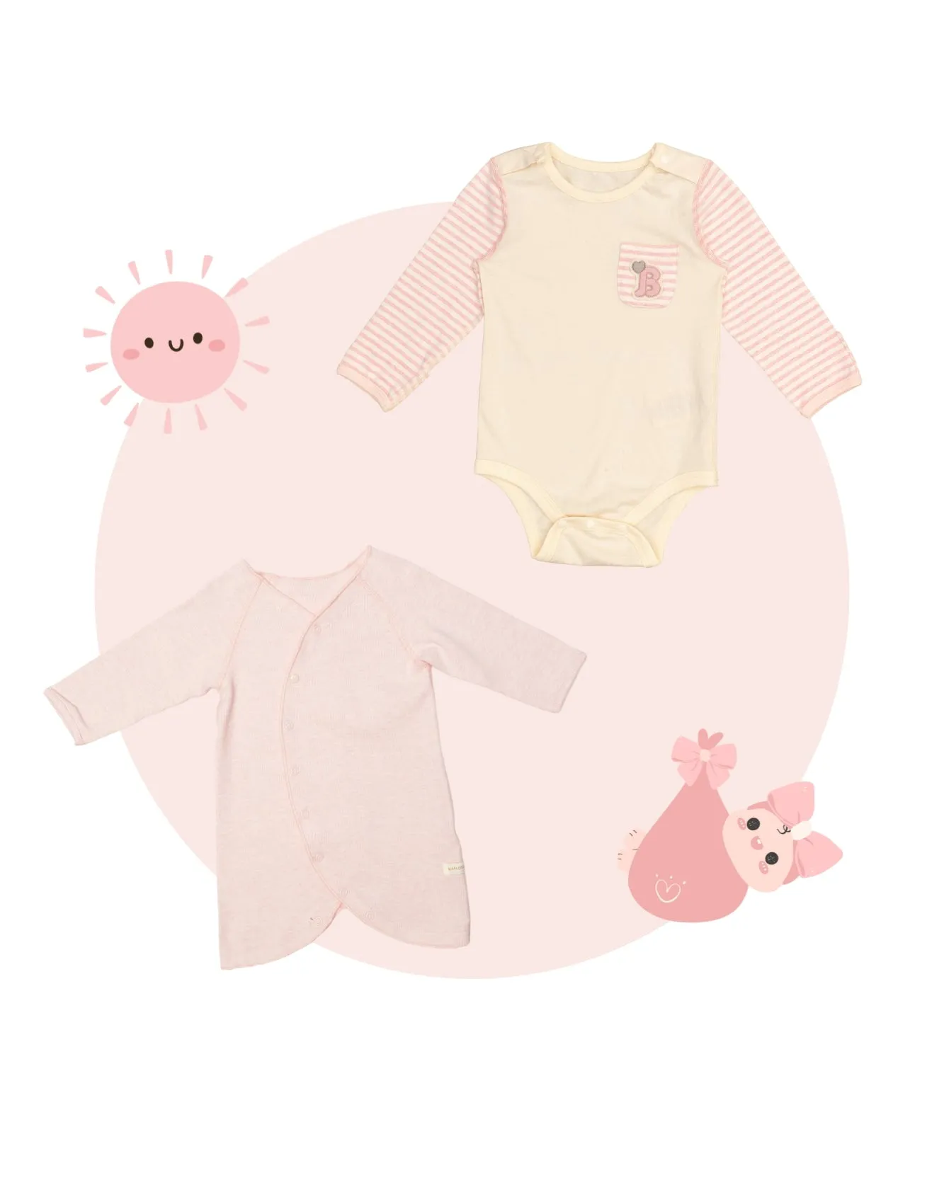 Long Sleeve Bodysuits Bundle (Pack of 2, Pink)