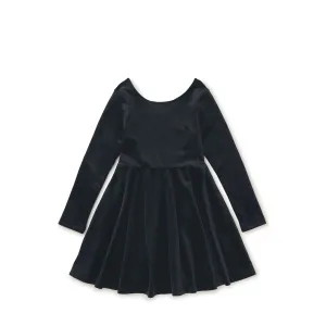 Long Sleeve Velour Ballet Dress - Jet Black