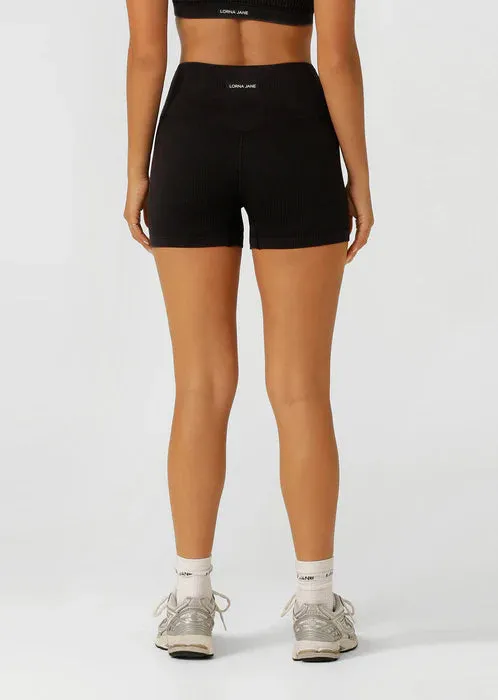 Lorna Jane Never Better Washed Seamless Bike Shorts - Washed Black