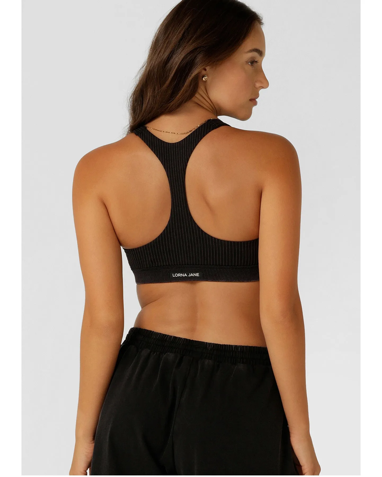 Lorna Jane Never Better Washed Seamless Sports Bra - Washed Black