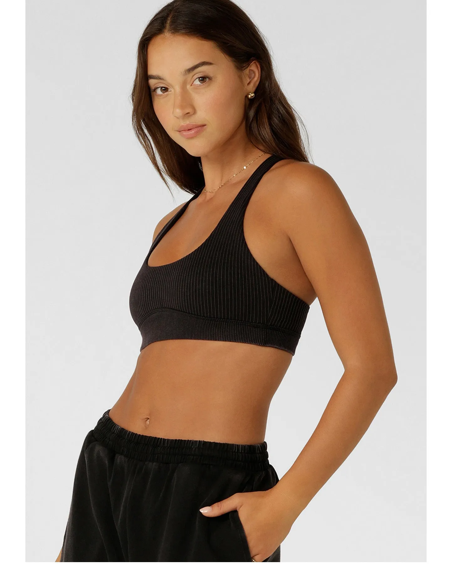 Lorna Jane Never Better Washed Seamless Sports Bra - Washed Black