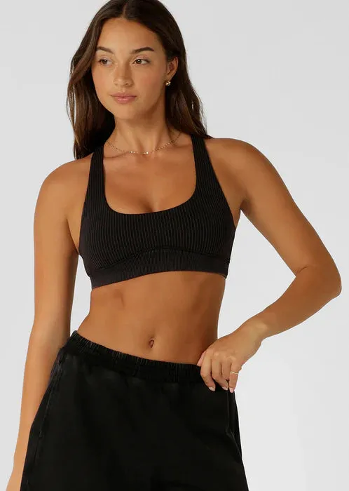 Lorna Jane Never Better Washed Seamless Sports Bra - Washed Black