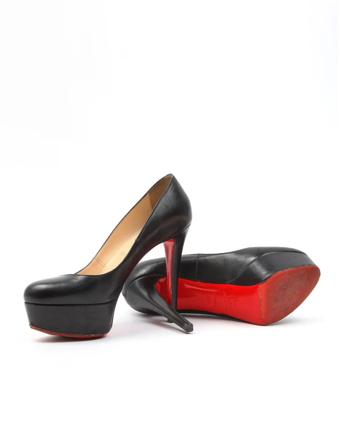 Louboutin Black Leather Bianca Platform Pumps - 36.5