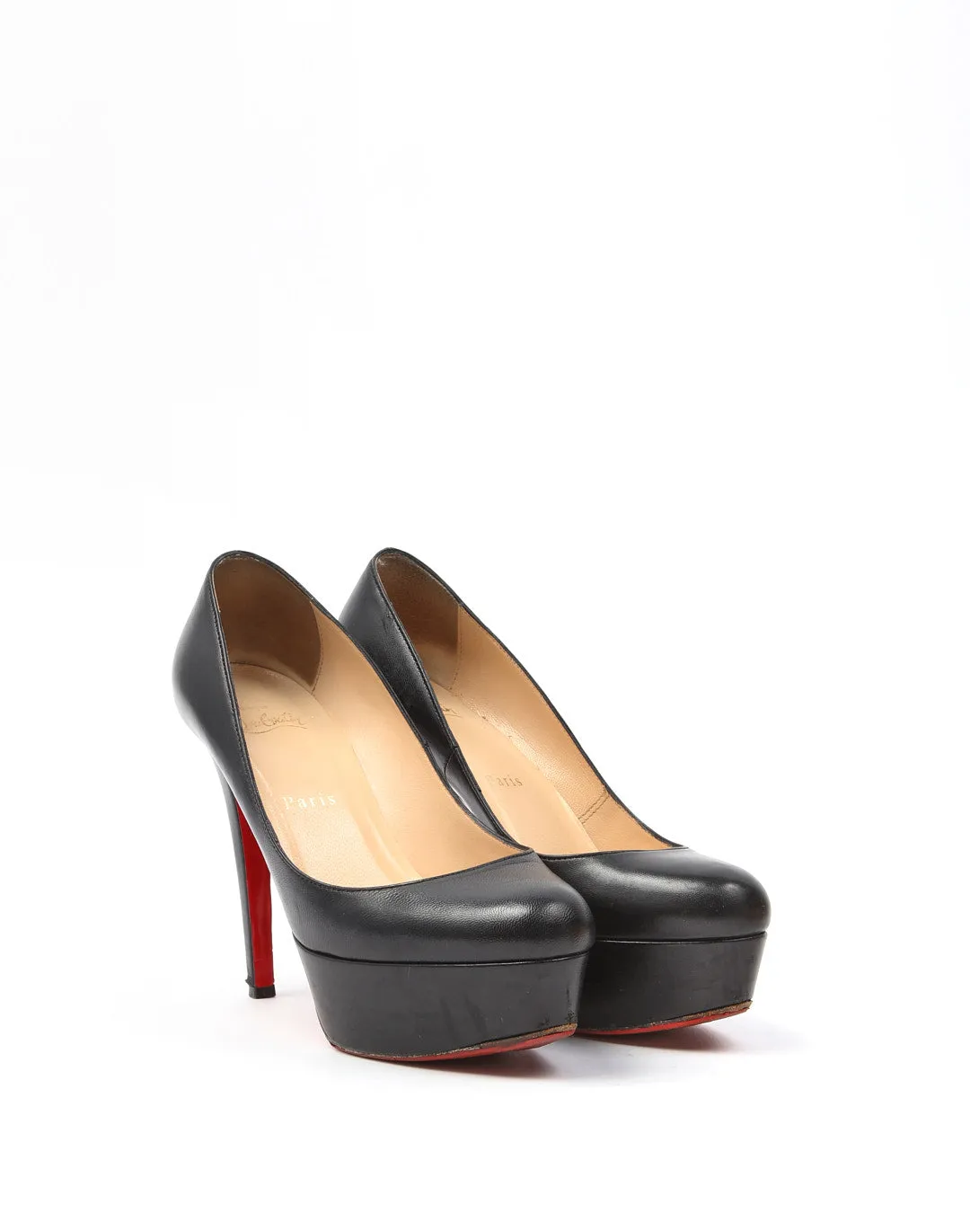 Louboutin Black Leather Bianca Platform Pumps - 36.5