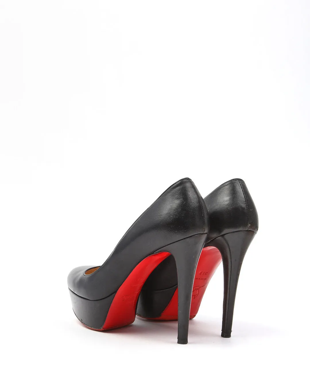 Louboutin Black Leather Bianca Platform Pumps - 36.5