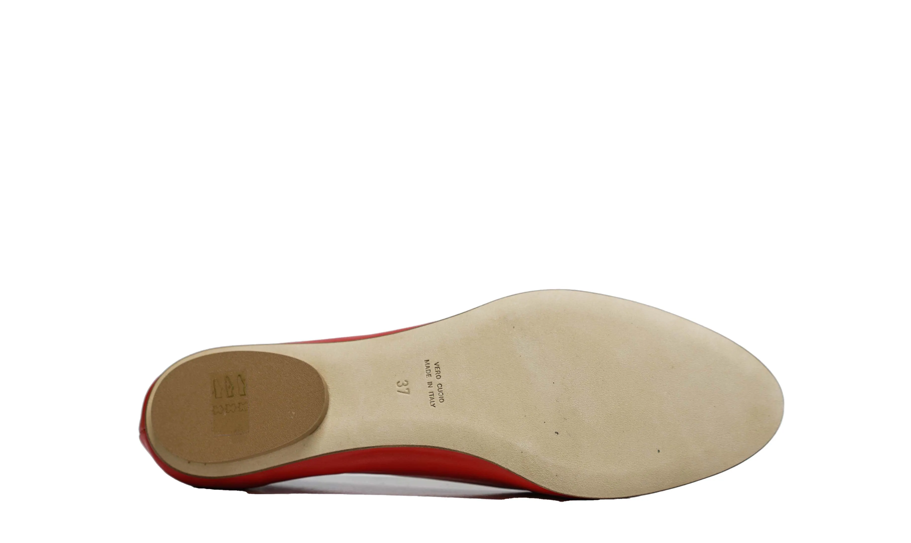 Love Bruglia Women’s Red Leather Fringe Flat Shoe 6930