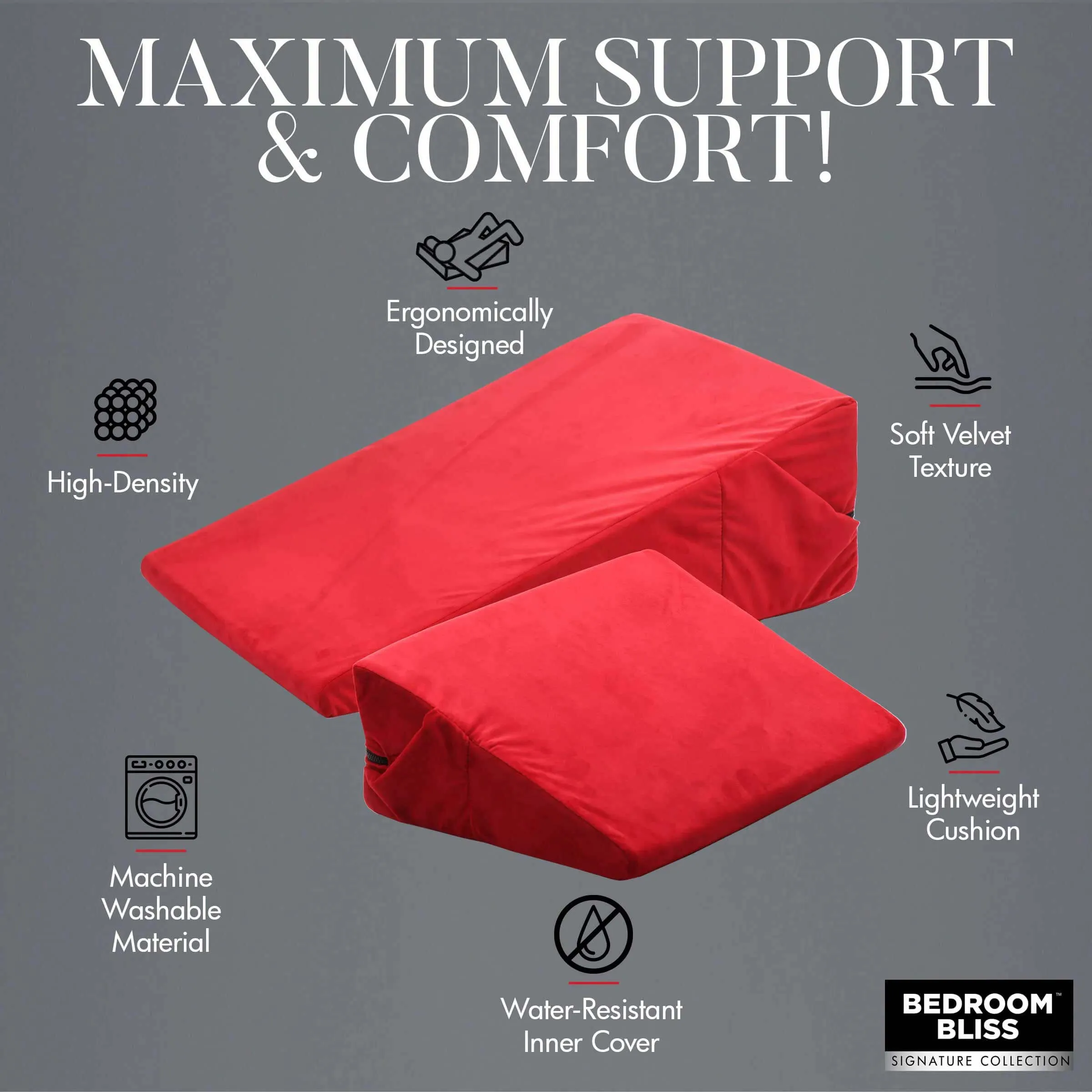 Love Cushion Set Foam Wedge Pillow Set - Red