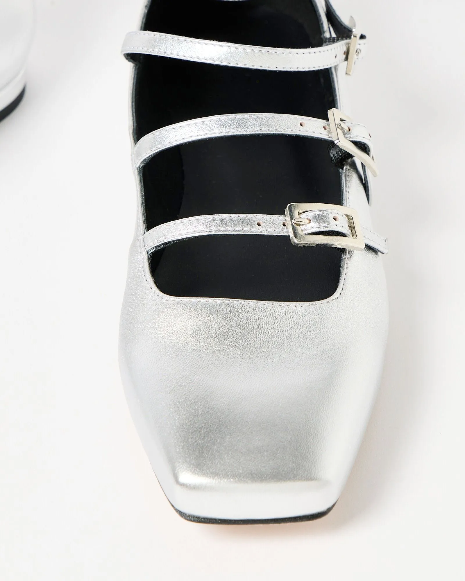 Luke Silver Leather Flats
