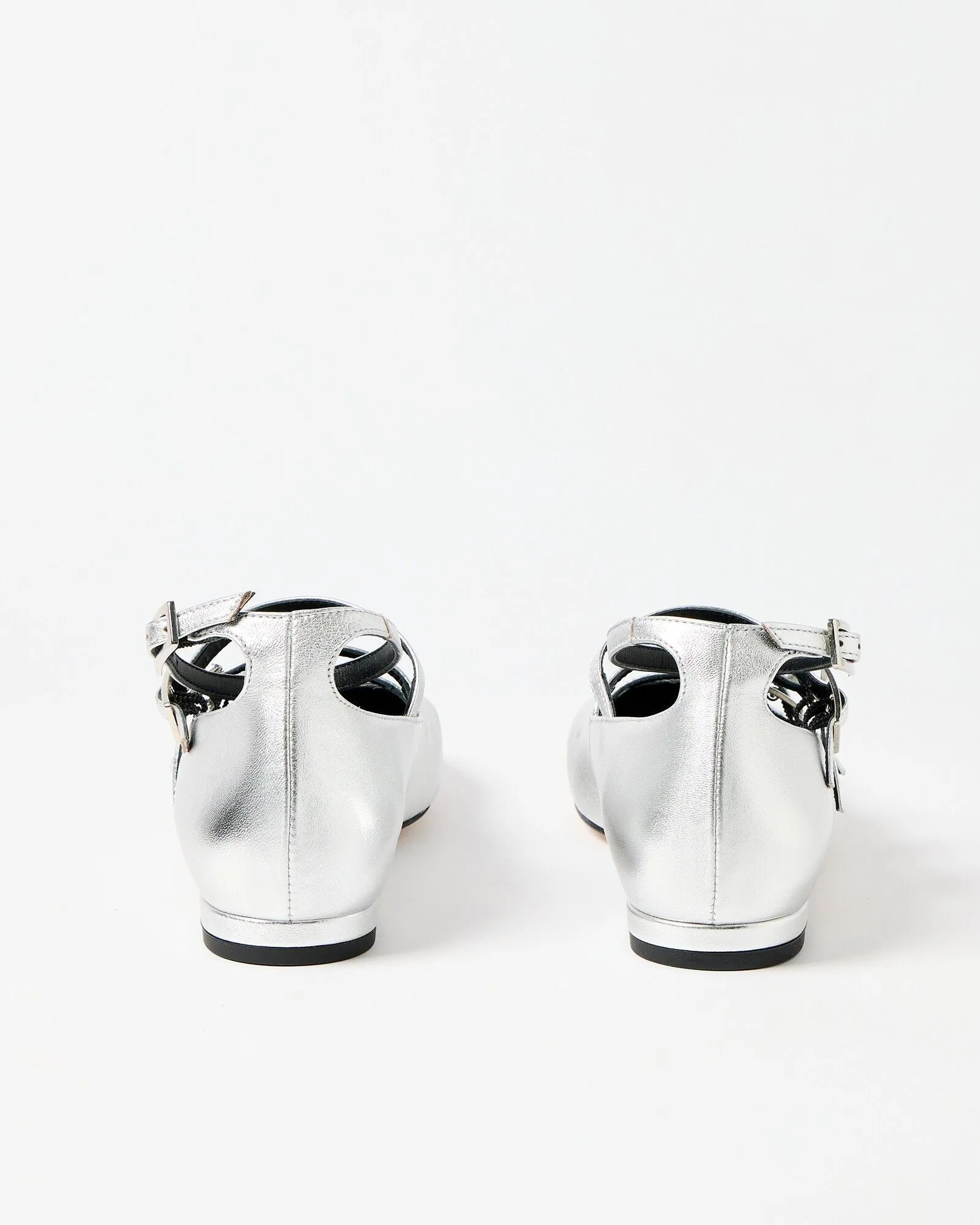 Luke Silver Leather Flats