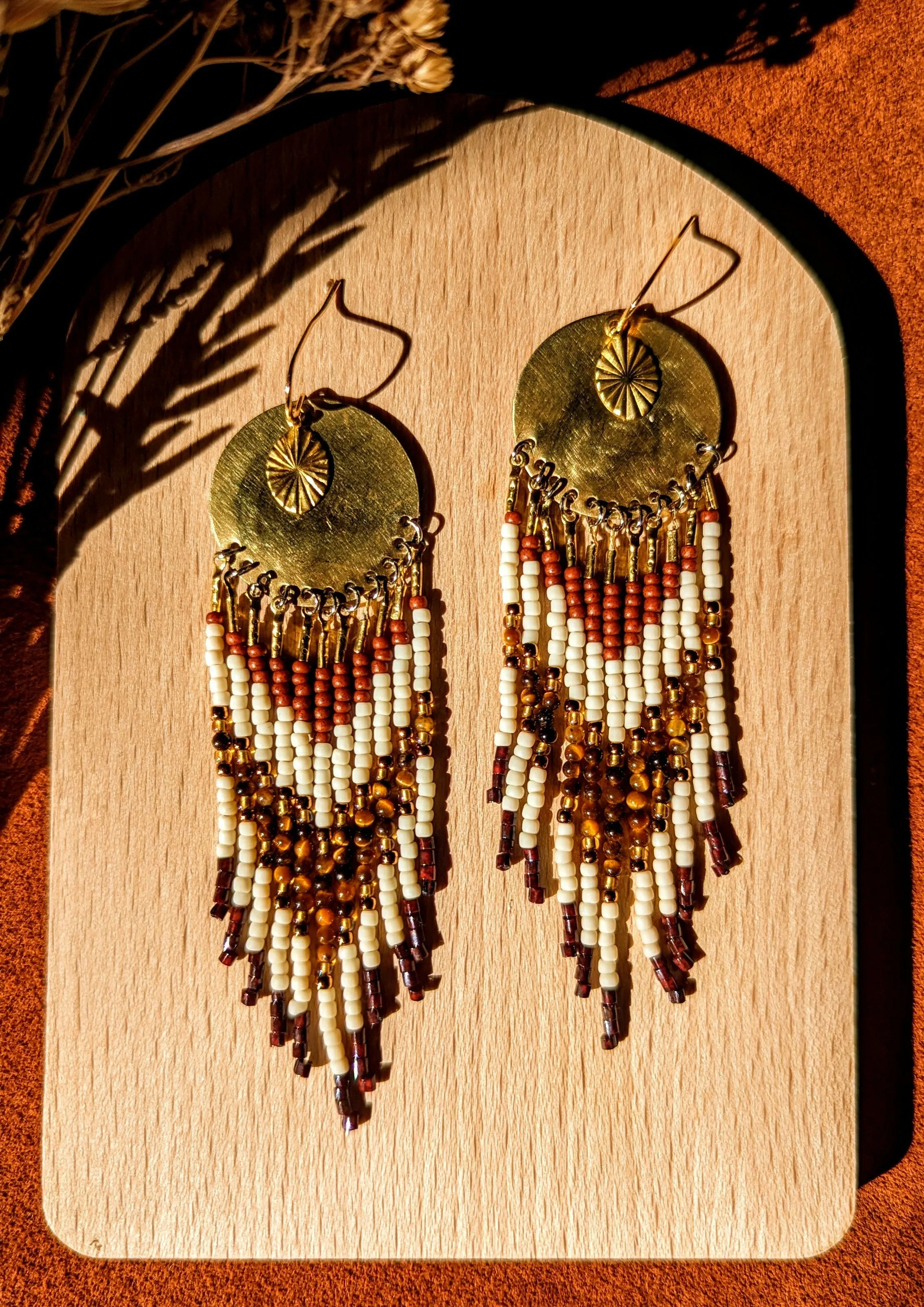 Lupe Tiger Eye Stone Beaded Earrings