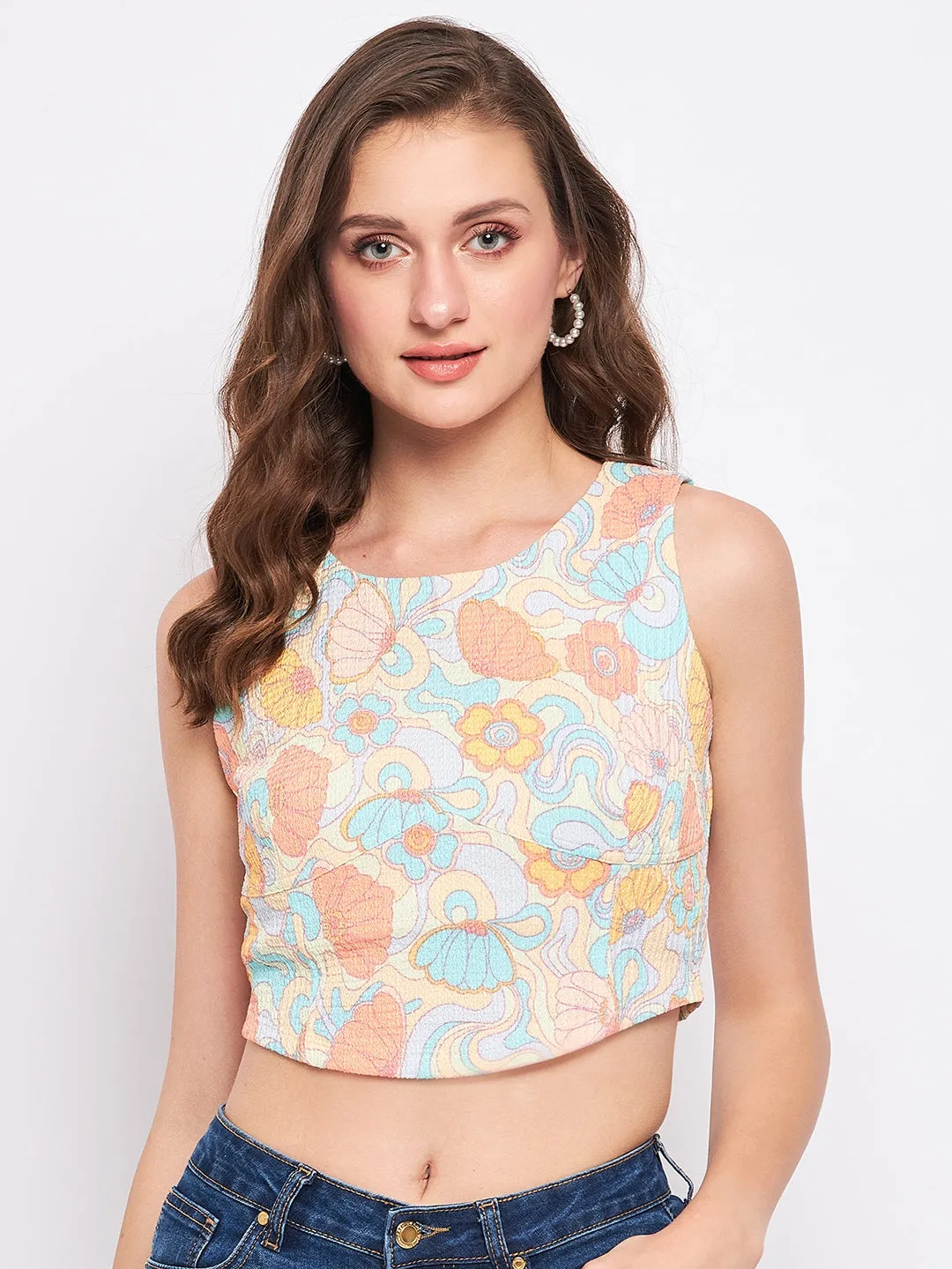 Madame Peach Boat Neck Crop  Top