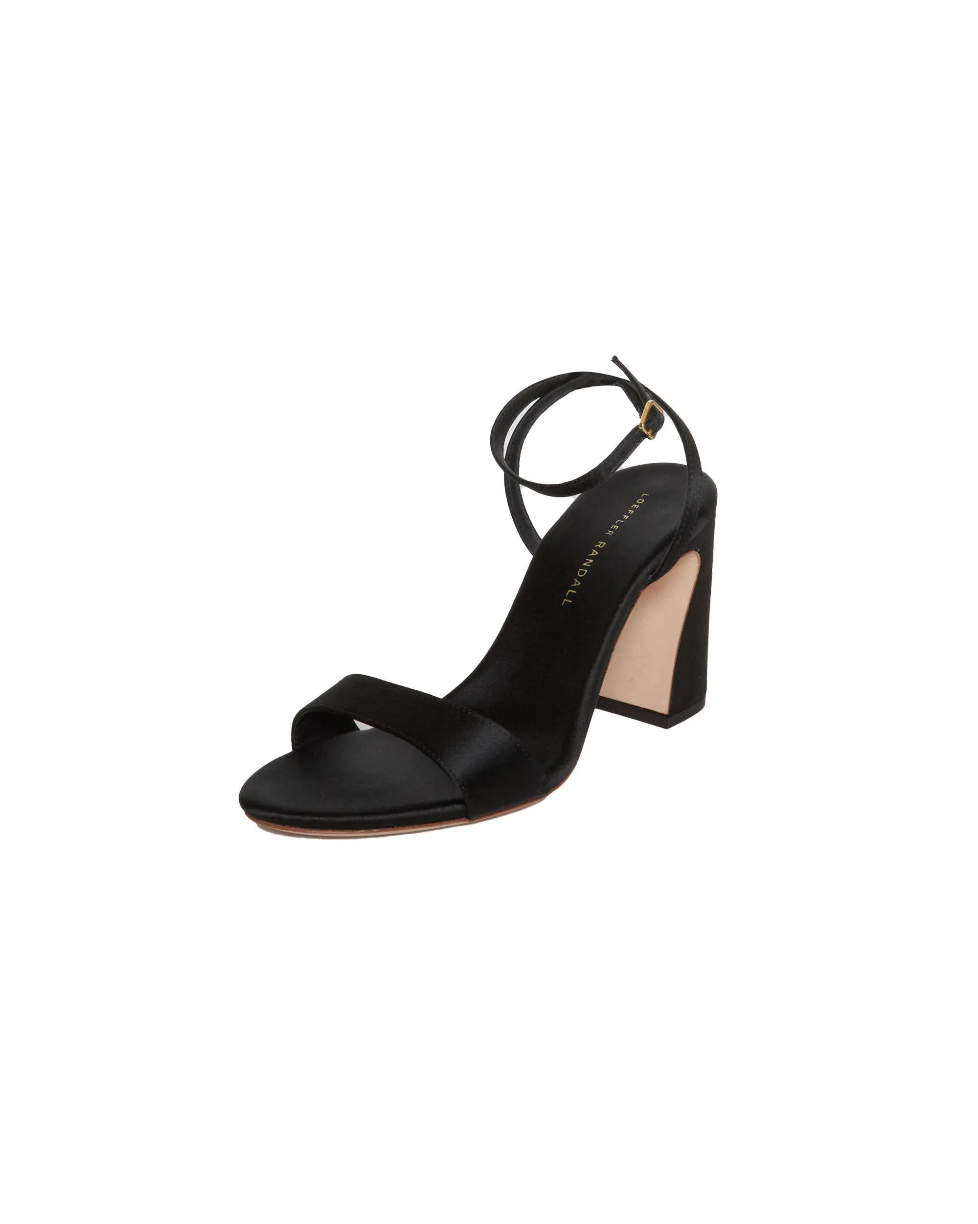Malia Curved Heel Simple Sandal with Ankle Strap in Black