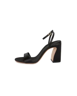 Malia Curved Heel Simple Sandal with Ankle Strap in Black