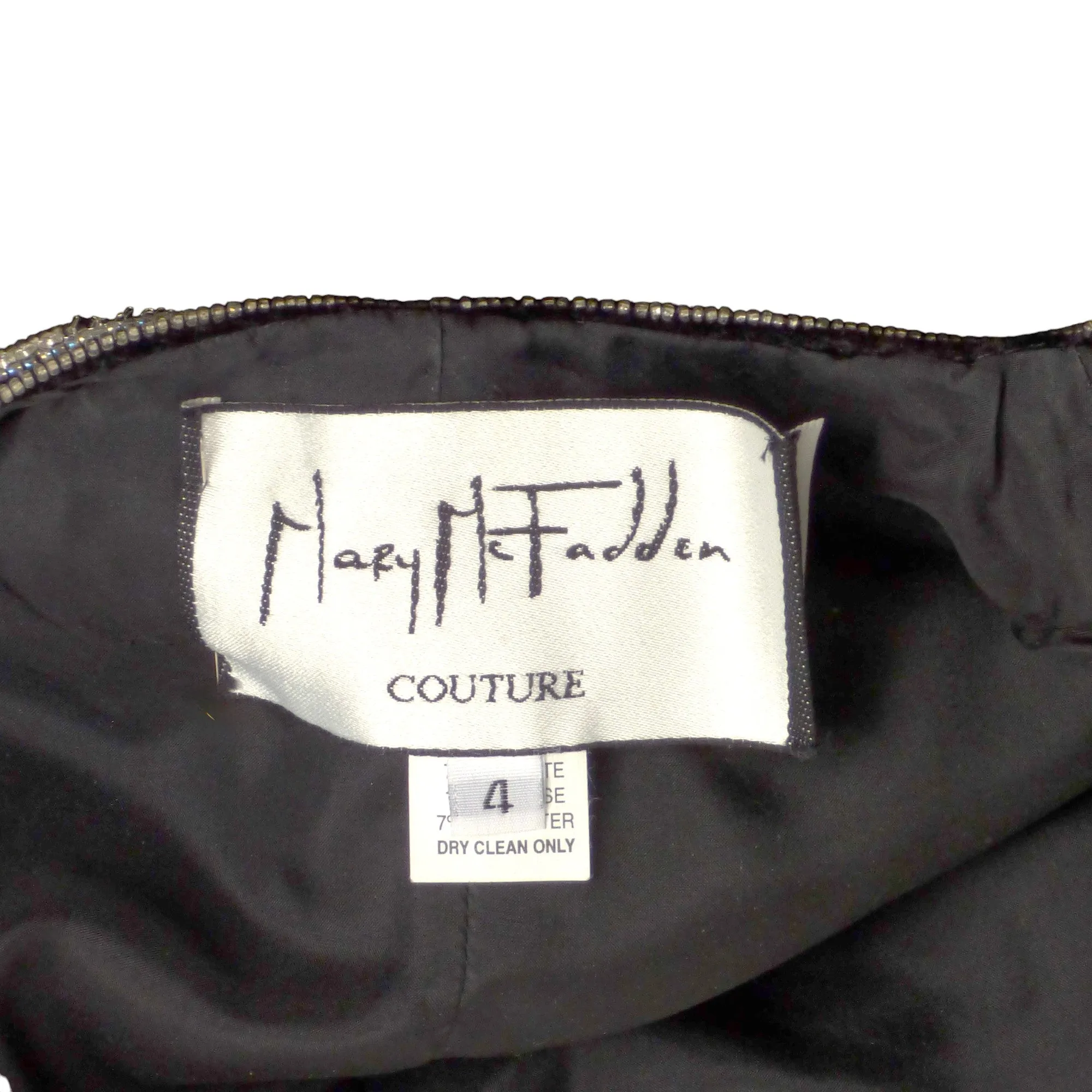 MARY MCFADDEN- 1990s Black Beaded Velvet Jacket, Size 4
