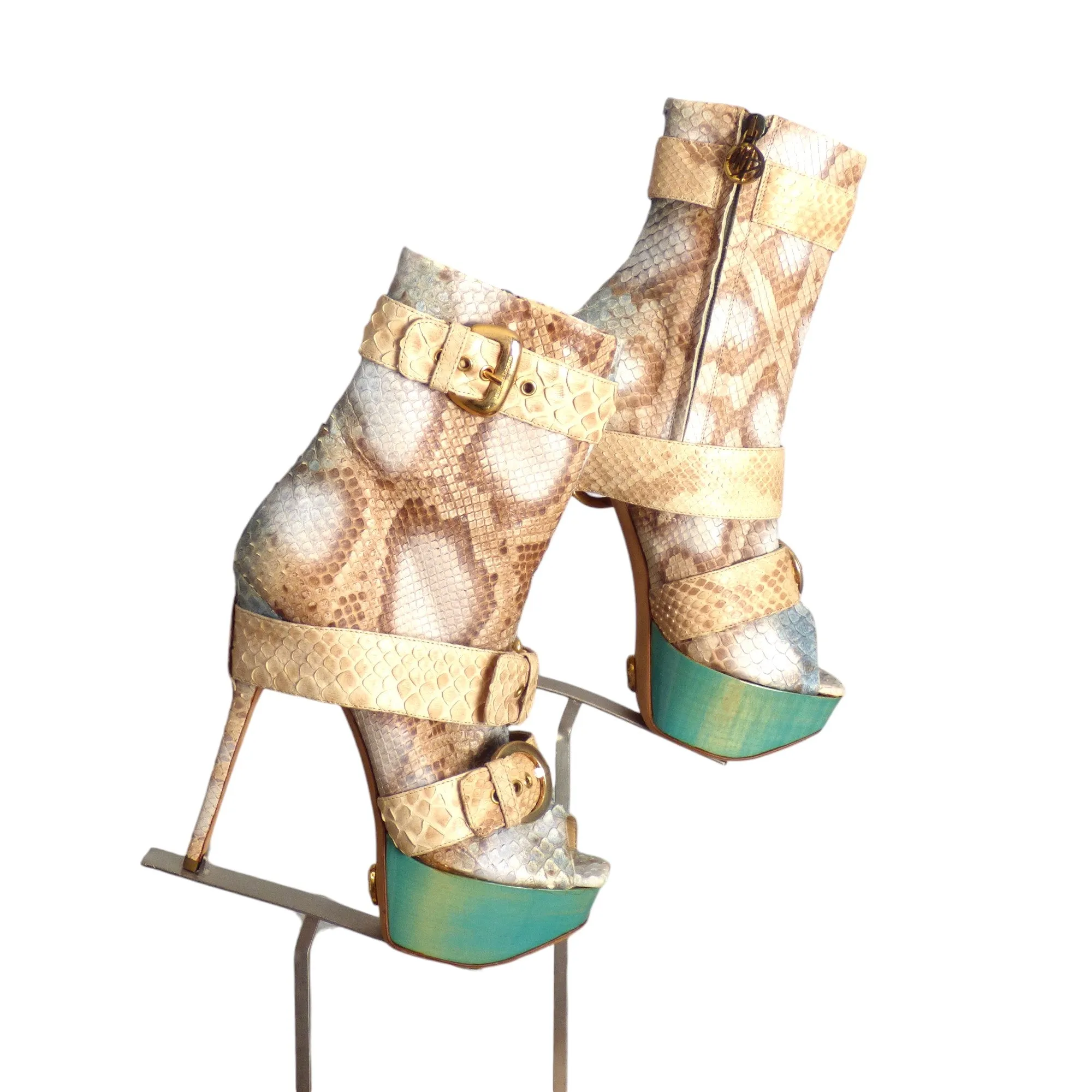 MASSIMO DOGANA- NIB Multi Color Snakeskin Platform Boots, Size 36