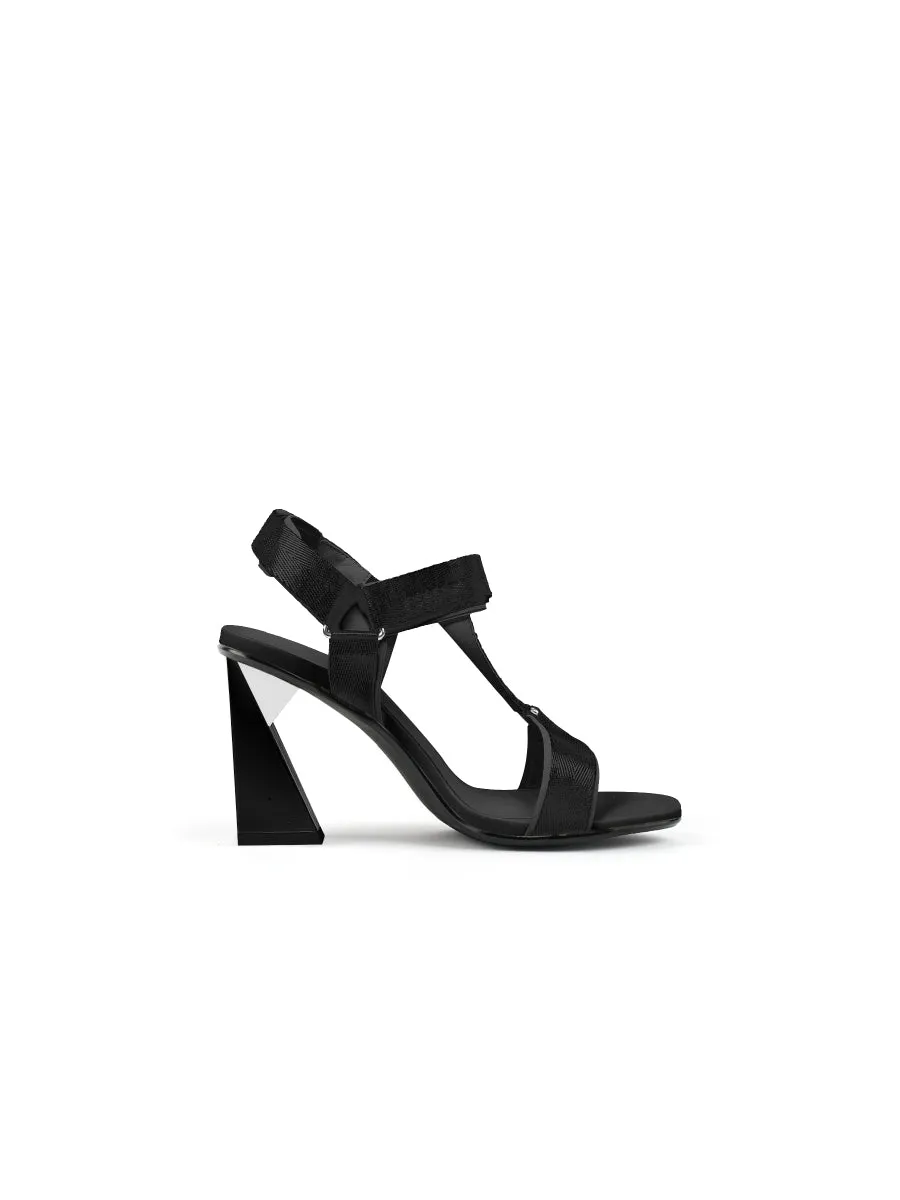 Matador Block Highheel Open Toe Black Gladiator Sandals