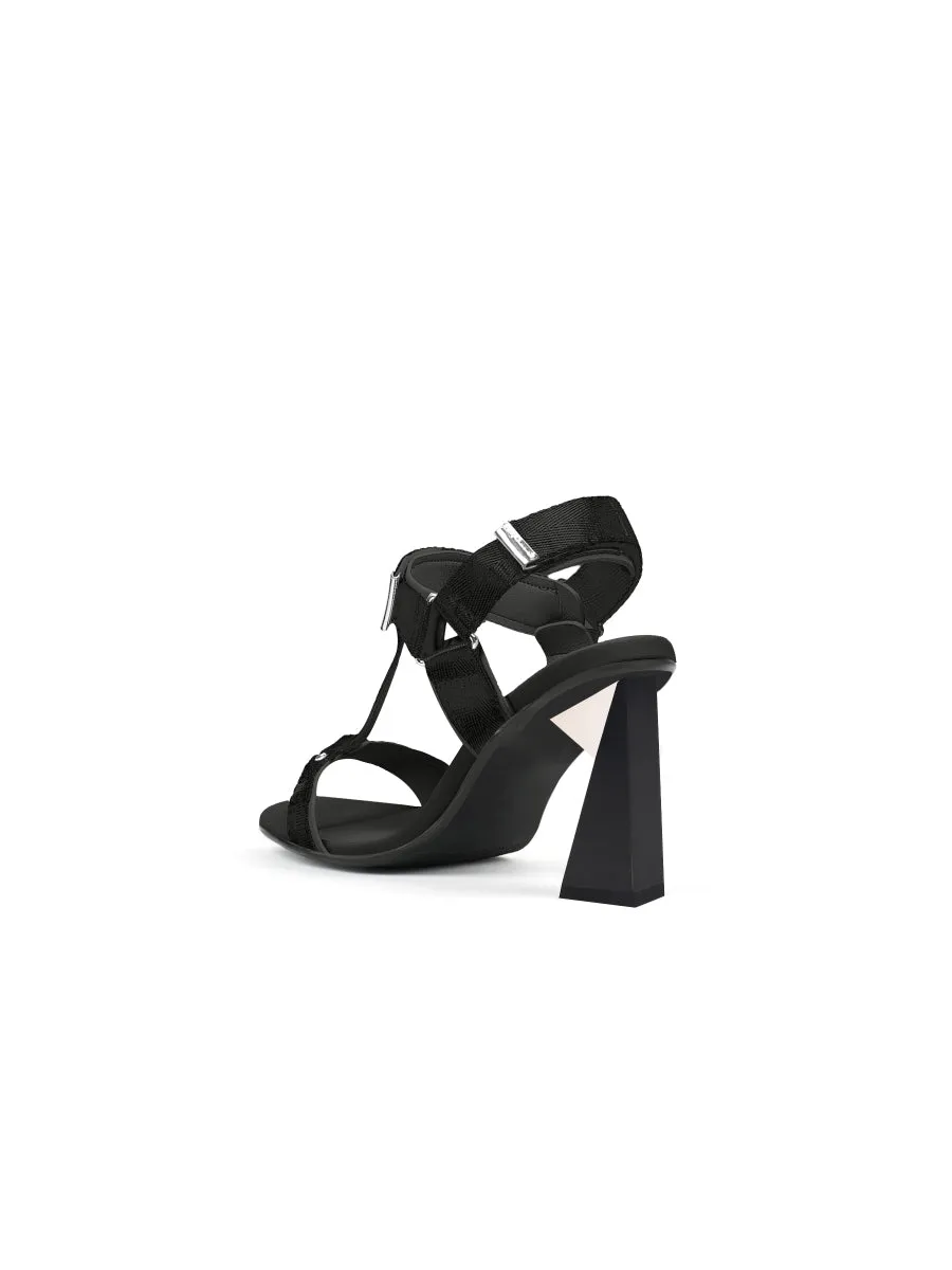 Matador Block Highheel Open Toe Black Gladiator Sandals