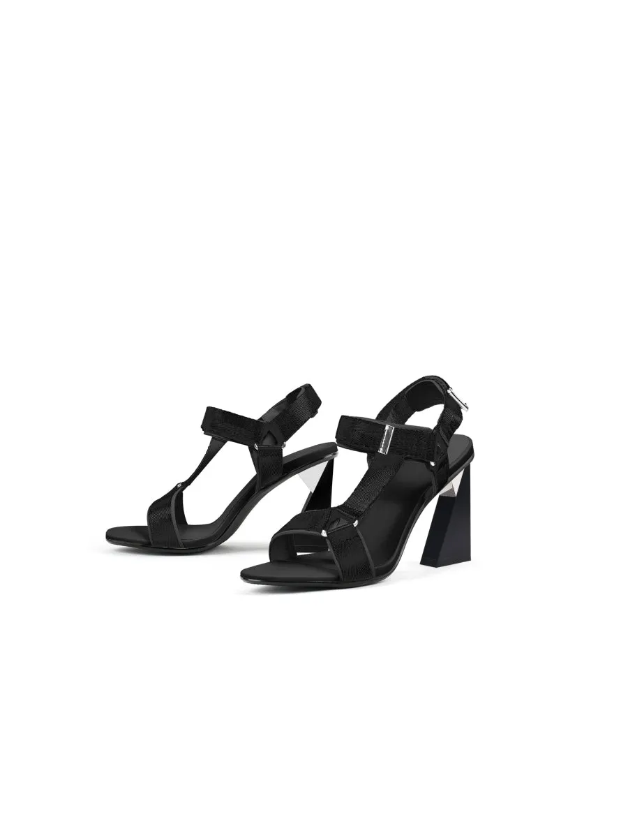 Matador Block Highheel Open Toe Black Gladiator Sandals