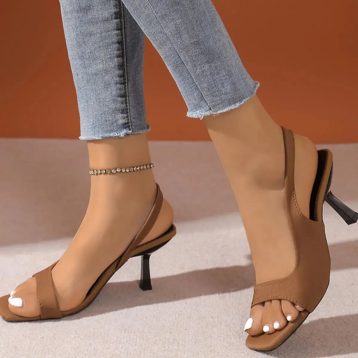 'Medika' Open Toe Kitten Heels