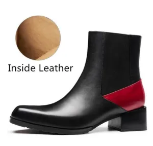 Men's High Heels Ankle Boots Square Toe